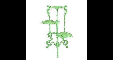 A CAST IRON 3 TIER FLOWER TABLE, GREEN