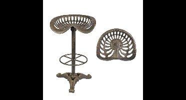 A CAST IRON BAR STOOL, BRONZE COLOUR