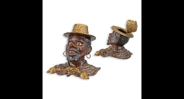 Gietijzeren donkere man met strohoed als inktpot