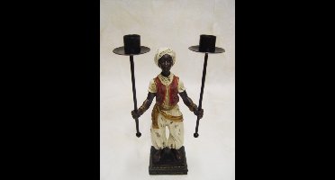 A RESIN VASSAL DOUBLE CANDLE HOLDER