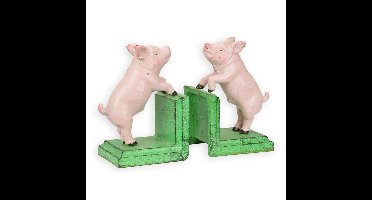 A PAIR OF CAST IRON PIG BOOKENDS