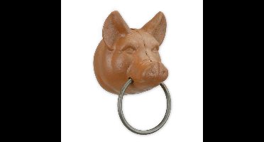 Gietijzeren varkenskop handdoekhouder - bruin