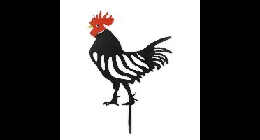 Gietijzeren tuinpaal met silhouet haan