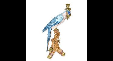A BRONZE MOUNTED PORCELAIN PARROT CANDLEHOLDER