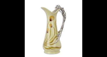 A BRONZE MOUNTED PORCELAIN WINE EWER - SILVER PLATED