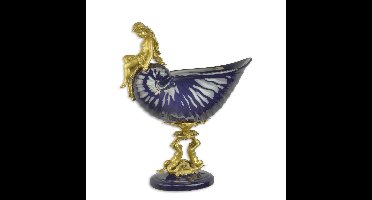 A BRONZE MOUNTED PORCELAIN NAUTILUS SHELL