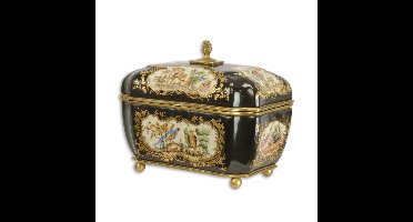 A BRONZE MOUNTED PORCELAIN TEA CADDY