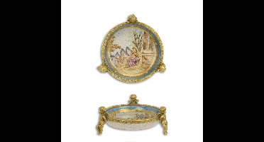 A BRONZE MOUNTED PORCELAIN DISH