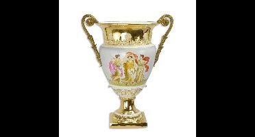 Bronzen urn van porselein met twee handvaten