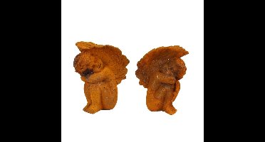 A PAIR OF RUSTY CAST IRON PUTTI BOOK-ENDS