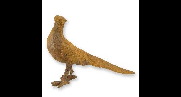 A RUSTY CAST IRON FIGURINE OF A PHEASANT