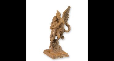 A RUSTY CAST IRON FIGURINE OF CUPID AND PSYCHE