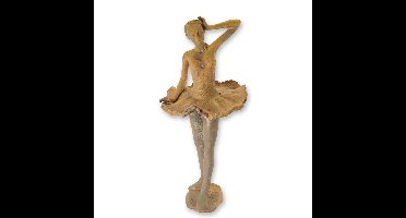 A RUSTY CAST IRON FIGURINE OF A BALLERINA