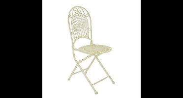 A WHITE IRON FOLDING CHAIR