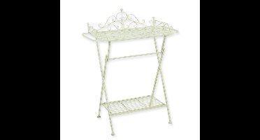 A WROUGHT IRON BATHROOM TABLE, WHITE