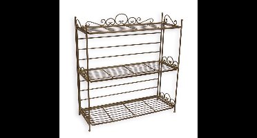 A 3 TIER IRON ETAGERE, BROWN