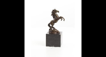 A BRONZE SCULPTURE OF A REARING STALLION