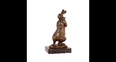 BRONZEN BEELD VAN EEN KONIJN MET JONG