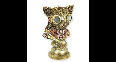 A RESIN STEAMPUNK FIGURINE OF A CAT
