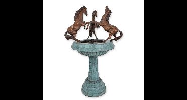 A BRONZE FOUNTAIN WITH 3 HORSES