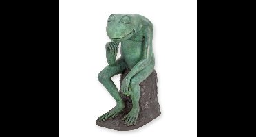 A BRONZE SCULPTURE OF A THINKING FROG