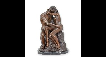 A BRONZE SCULPTURE CALLED "THE LOVERS" ON A MARBLE BASE
