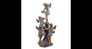 A BRONZE FOUNTAIN WITH FOUR ANGELS