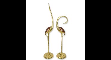 A PAIR OF BRONZE CRANES