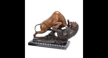 A BRONZE SCULPTURE OF THE BULL AND BEAR