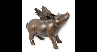 A BRONZE SCULPTURE OF A FLYING PIG