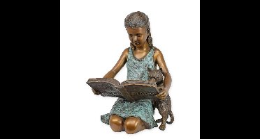 A BRONZE SCULPTURE OF A GIRL READING IN HER DIARY