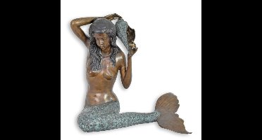 A BRONZE MERMAID FOUNTAIN