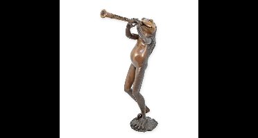 BRONZEN FONTEIN VAN EEN FLUITSPELENDE KIKKER