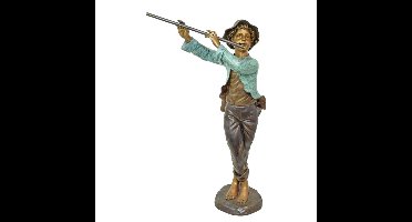 BRONZEN BEELD VAN JONGEN DIE FLUIT SPEELT