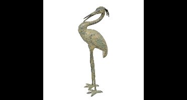 A BRONZE SCULPTURE OF A HERON