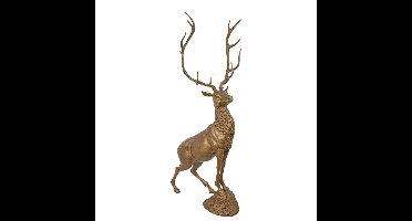A BRONZE SCULPTURE OF A DEER