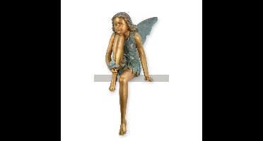 A BRONZE SCULPTURE OF A STTING FAIRY WITH A BUTTERFLY