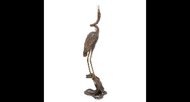A BRONZE HERON FOUNTAIN