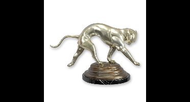 A BRONZE SCULPTURE OF A WALKING JAGUAR