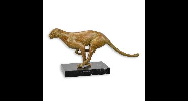 A BRONZE SCULPTURE OF A RUNNING COUGAR