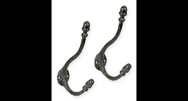 A PAIR OF 4 CAST IRON WALL HOOKS