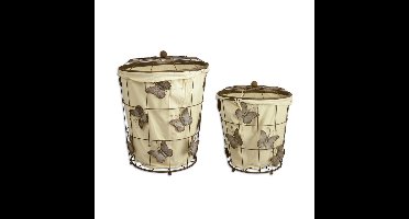 A PAIR OF IRON LAUNDRY BASKETS