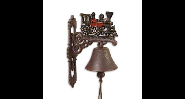 A PAIR OF CAST IRON RED TRAIN BELLS
