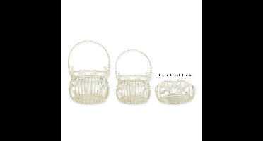 A PAIR OF IRON BASKETS - OLD WHITE