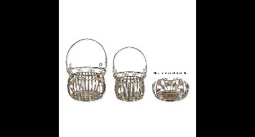 A PAIR OF IRON BASKETS - OLD GREY