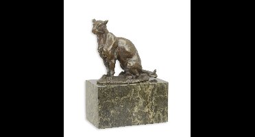 BRONZEN BEELD VAN EEN ZITTENDE PANTER