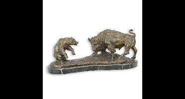 A BRONZE SCULPTURE OF THE BULL AND BEAR