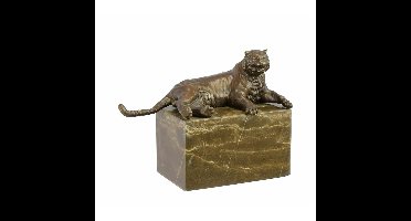 A BRONZE SCULPTURE OF A RECLINING TIGER