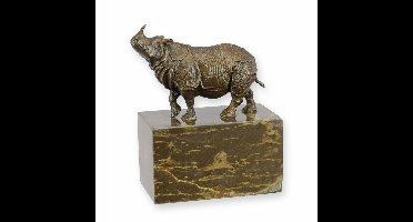 A BRONZE SCULPTURE OF A RHINOCEROS