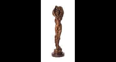 A BRONZE SCULPTURE OF A FEMALE NUDE WITH SWIRLING CLOTH